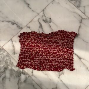 FLORAL RED TUBE TOP